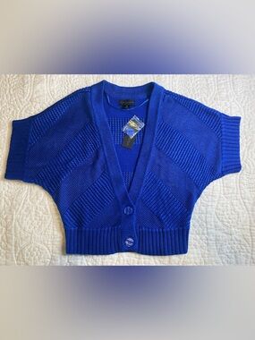 Worthington Royal Blue Short Sleeve Cropped Cardigan